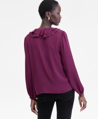 Women's Ruffle-Collar V-Neck Blouse, Macy's Exclusive