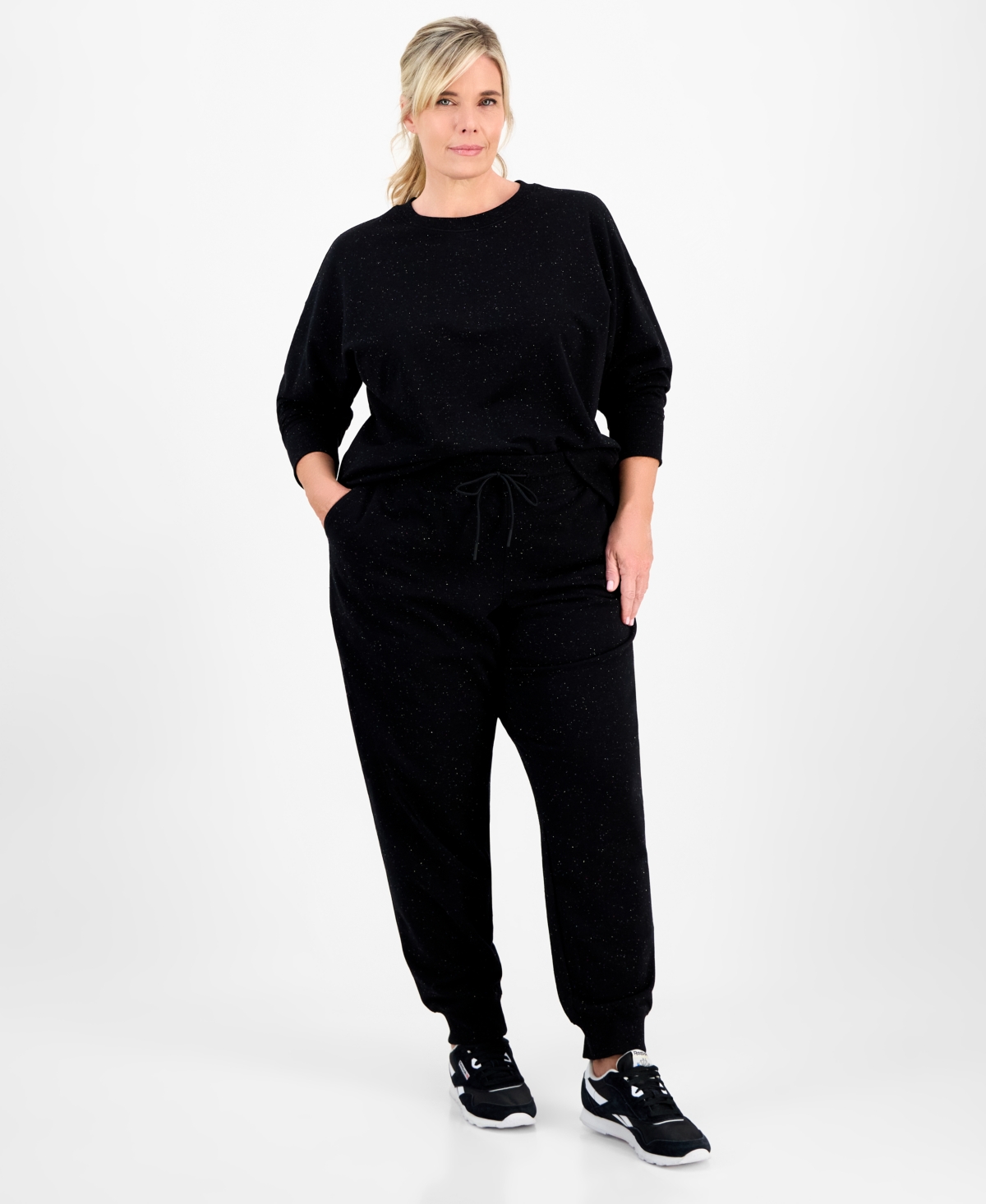 Id Ideology Plus Size Neppy Fleece Jogger Pants, Macy's Exclusive In Gray