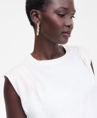 Women's Pleated-Shoulder Cap-Sleeve T-Shirt, Macy's Exclusive