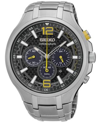 Seiko - Men's Solar Chronograph Recraft Series Stainless Steel Bracelet Watch 45mm SSC449