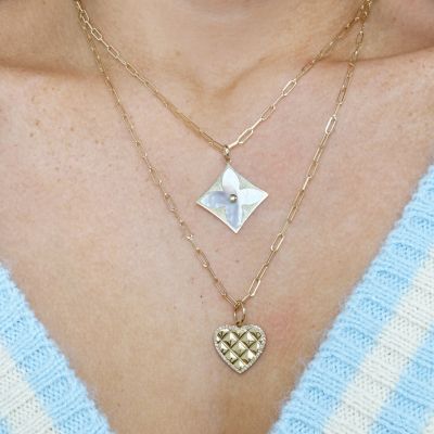 Mother of Pearl Luxe Flower Charm 14K Gold 17 millimeters