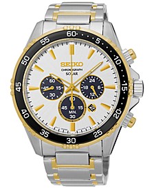Men's Solar Chronograph Two-Tone Stainless Steel Bracelet Watch 44mm SSC446