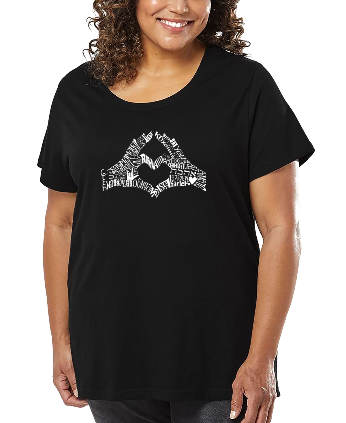 La Pop Art Plus Size Crazy Little Thing Called Love Word Art T-shirt In Black