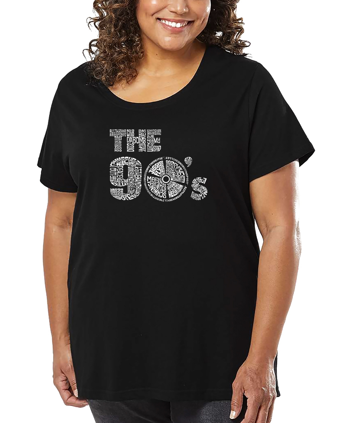 La Pop Art Plus Size The 90's Word Art T-shirt In Black