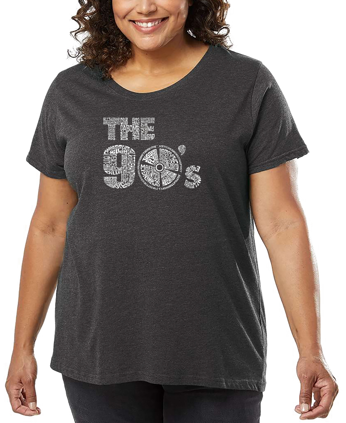 La Pop Art Plus Size The 90's Word Art T-shirt In Gray