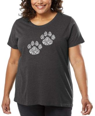 Plus Size Cat Mom Word Art T-Shirt