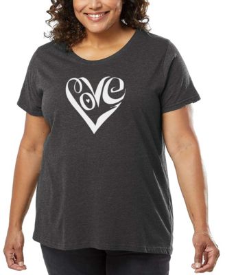 Plus Size Script Love Heart Word Art T-Shirt