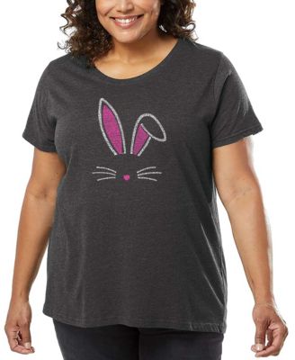 Plus Size Bunny Ears Word Art T-Shirt