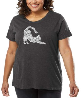 Plus Size Stretching Cat Word Art T-Shirt