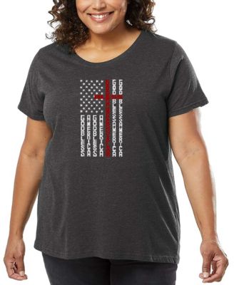 Plus Size Cross Flag Word Art T-Shirt