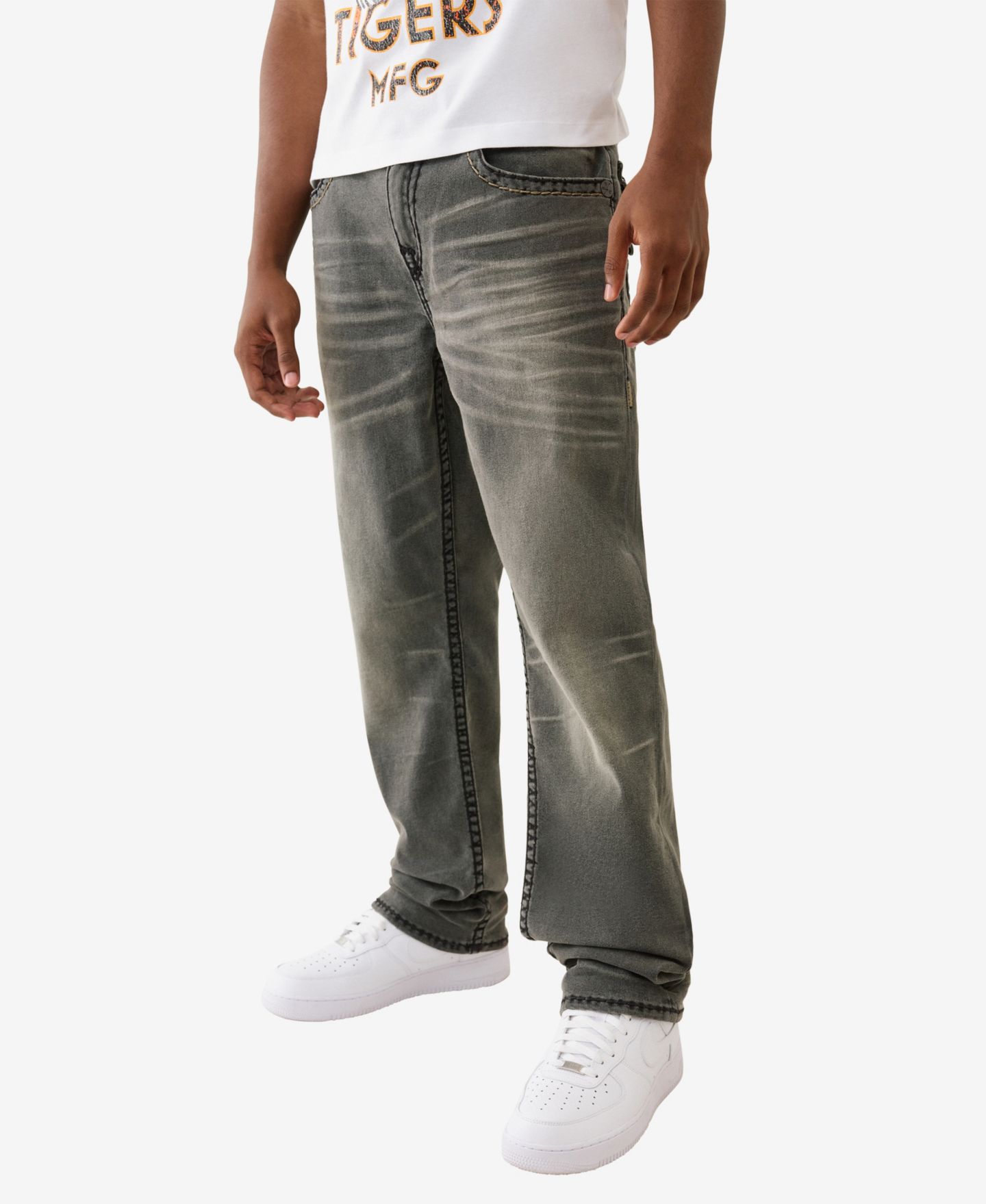 Мужские джинсы True Religion Bobby Baggy Super T Flap Pocket, цвет: Винтажный серый варёный — фото 3