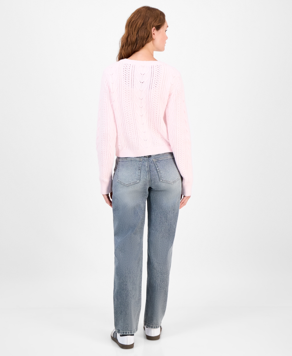 Hippie Rose Juniors' Cable-Knit Button-Front Lady Cardigan