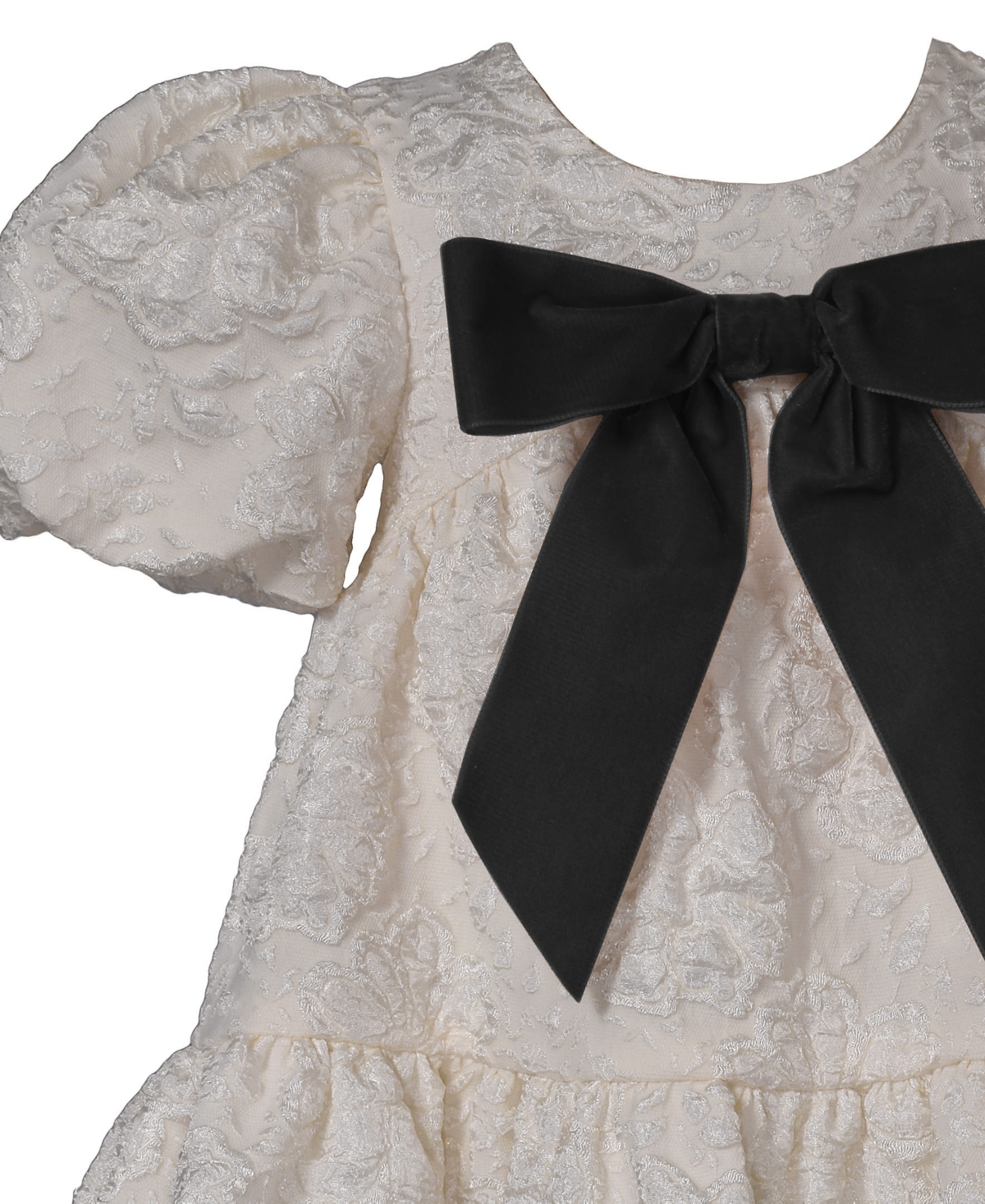 Bonnie Baby Baby Girls Bow Detail Jacquard Dress In Gray