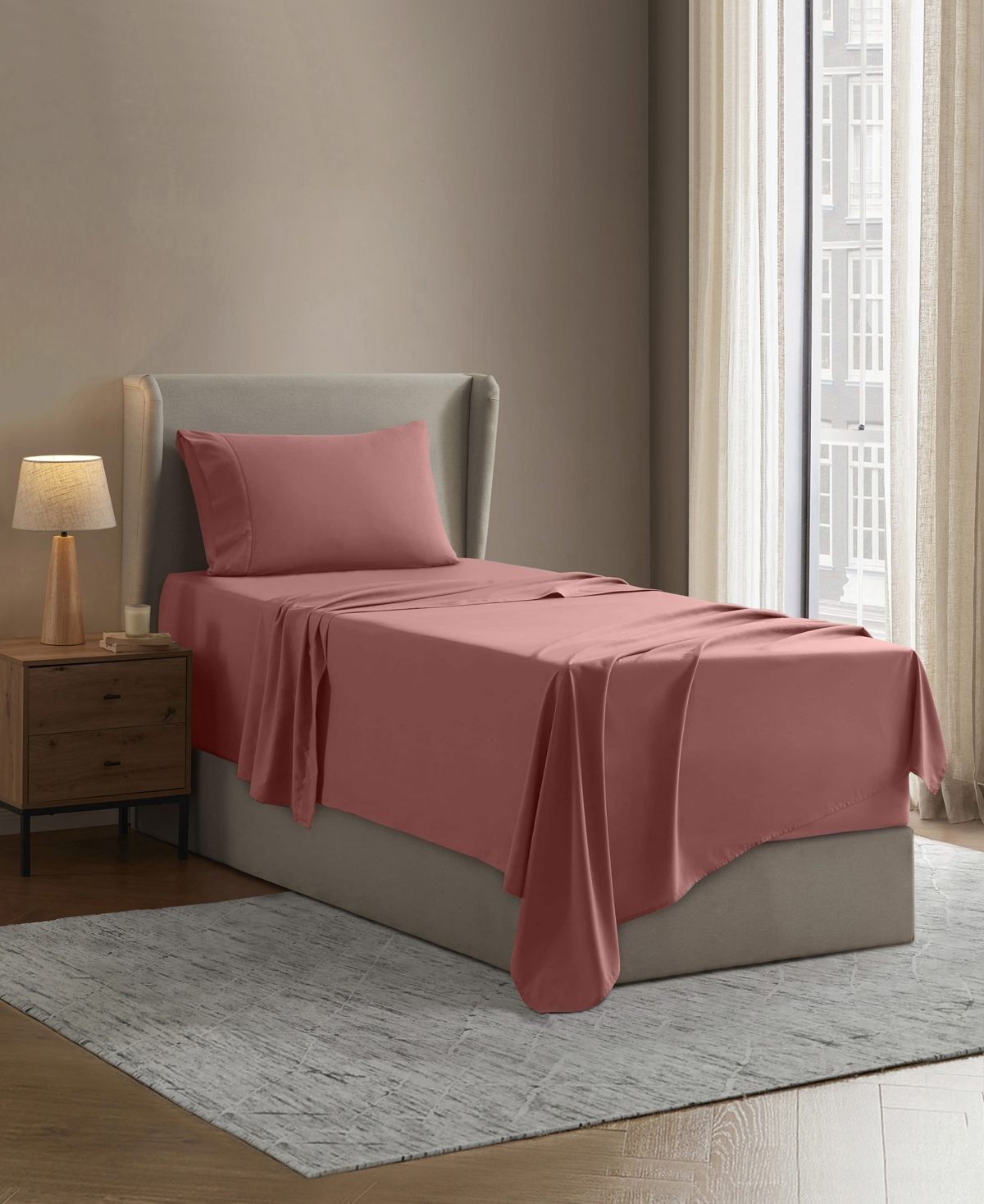Nestl Premier Collection Deep Pocket 3 Piece Sheet Set, Twin Xl In Pink