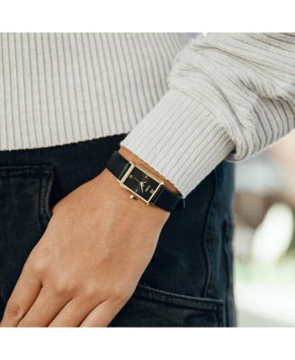 Womens Ava 2.0 Rectangular Quartz Watch with Full Grain Ecco Leather Strap