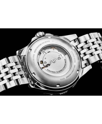 1006 Men s Automatic Dive Watch Swiss Movement Black Dial Luminous Hands Unidirectional Bezel Stainless Steel Beaded Bracelet Date Window