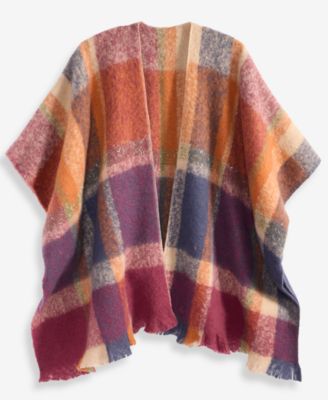 Overscale Plaid Fringe Topper, Macy's Exclusive