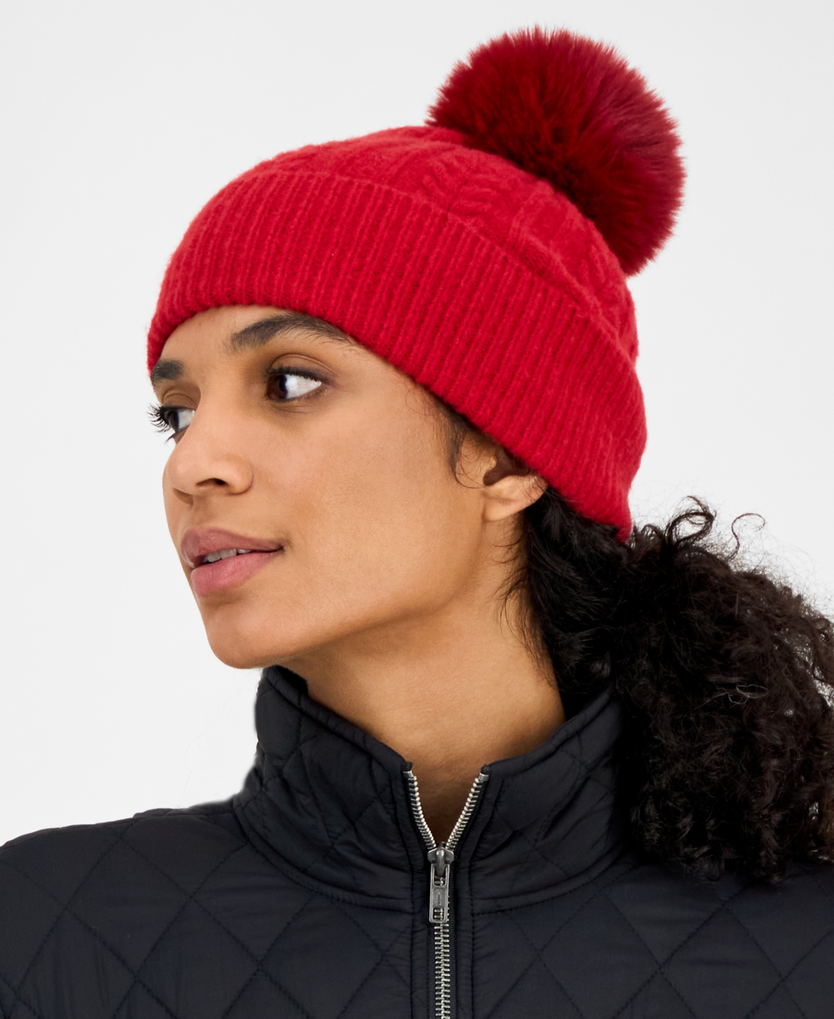 Style & Co Solid Cable Knit Beanie, Macy's Exclusive In Red