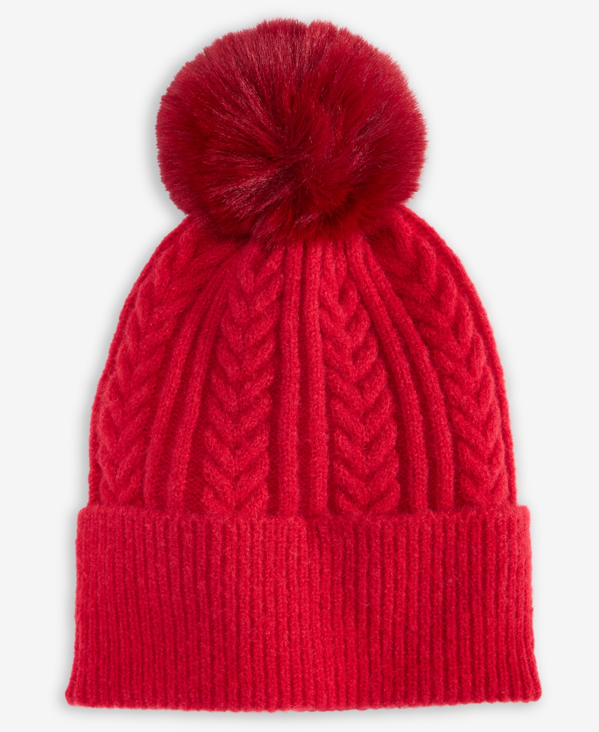 Style & Co Solid Cable Knit Beanie, Macy's Exclusive In Red