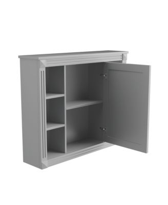 35" x 28" Mirror Cabinet with 6 Open Shelves, Wall Mounted Bathroom Medicine Cabinet (No Vanity)
