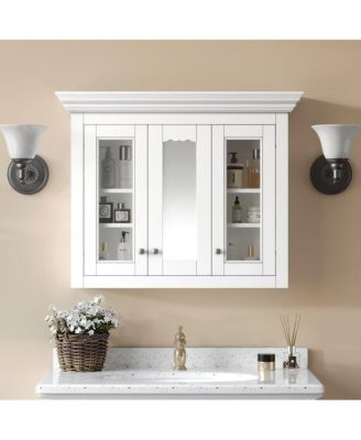 35" Wall Mounted Medicine Cabinet with Mirror and 5 Adjustable Storage Shelves