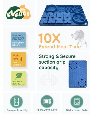 Blue Slow Feeder Bowl Silicone Lick Mat with Suction Cups for Dog Cat