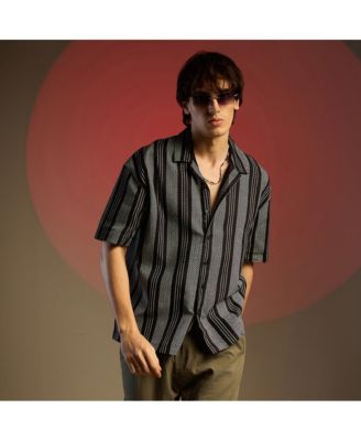Men's Woven Striped Oversized Shirt