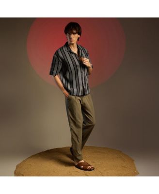 Men's Woven Striped Oversized Shirt