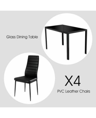 5 Piece Table Chair Kitchen Dining Set Furniture Glass Metal