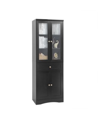 Tall Bathroom Storage Cabinet, Four Doors, Drawers, Adjustable Shelf