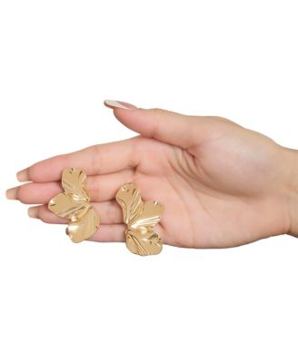 Gold-Tone Leaf Statement Earrings