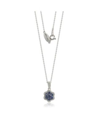 Suzy Levian Sterling Silver Sapphire & Created White Sapphire Flower Pendant