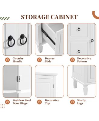 Retro Multi-Functional Storage Cabinet with Adjustable Shelves, 3 Drawers, 3 Enclosed Compartments