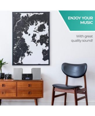 Stereo Shelf Systems Tray Loading CD Player with Digital FM Radio, Bluetooth Streaming, Remote Control in Silver