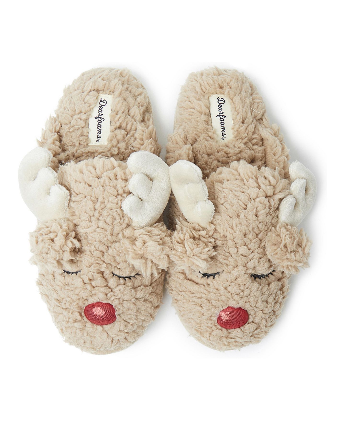 Женские тапочки Dearfoams Shay Holiday Christmas Reindeer Scuff Slipper, цвет: Латте — фото 2