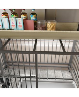 35 in. W x 49 in. H x 24 in. D Large Pet Cage with Storage Rack Drawers with Stainless Steel Food in Beige