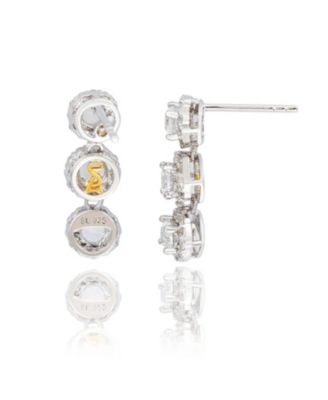 Suzy Levian Sterling Silver White Topaz Circle Dangle Earrings
