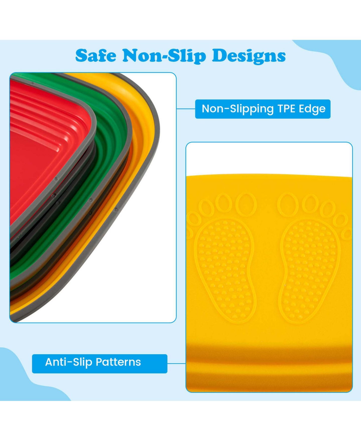 Детские игрушки Costway Non-Slip Balance Blocks Stepping Stones, 177 lbs Capacity, 6-Piece Set, от 3 лет, цвет: Жёлтый — фото 6