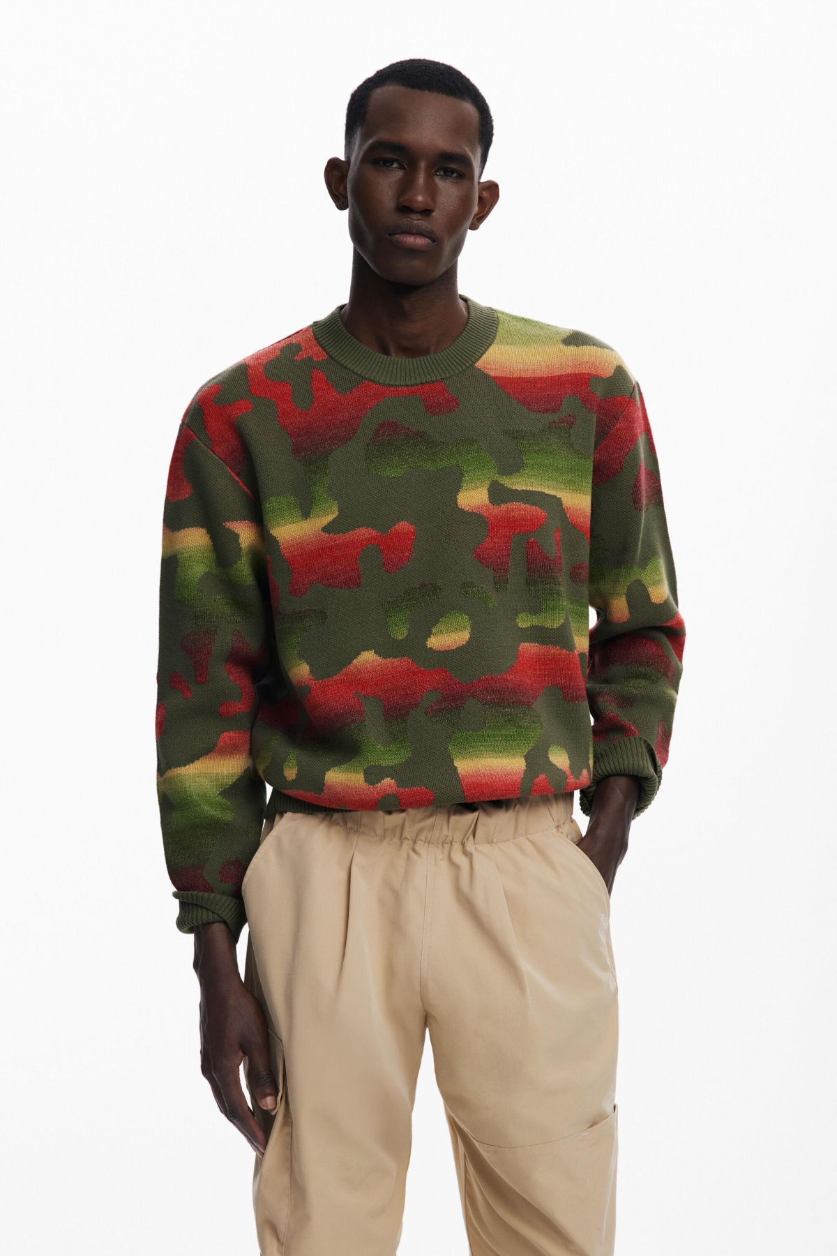 Desigual Men's Striped animal sweater
