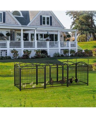 24 in H. 8 Black Panels Heavy Duty Metal Dog Pen Pet with Door  for Large Medium Small Dogs Indoor Outdoor