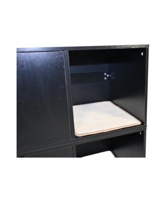 Black 36 in. Cat House Cat Litter Box Enclosure Hidden Furniture with Scratch Pad