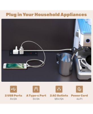 Kitchen Pantry Storage Cabinet Kitchen Hutch w/ LED lights & Power Outlet Dark