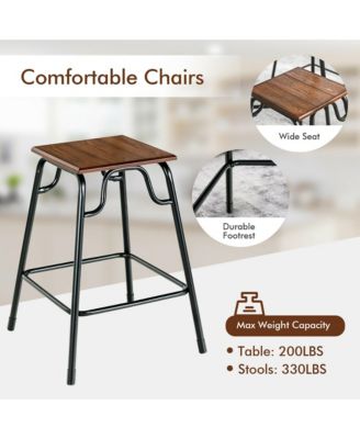 5PCS Bar Table Set Counter Height Dining Set w/ 4 Stools