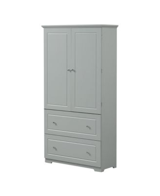 Wide Bathroom Storage Cabinet, Freestanding Unit with Two Drawers and Adjustable Shelf