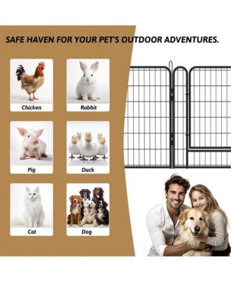 12 Black Panels 31.7 in H. Heavy Duty Metal Pet Exercise Pen with Door for Outdoor, Indoor