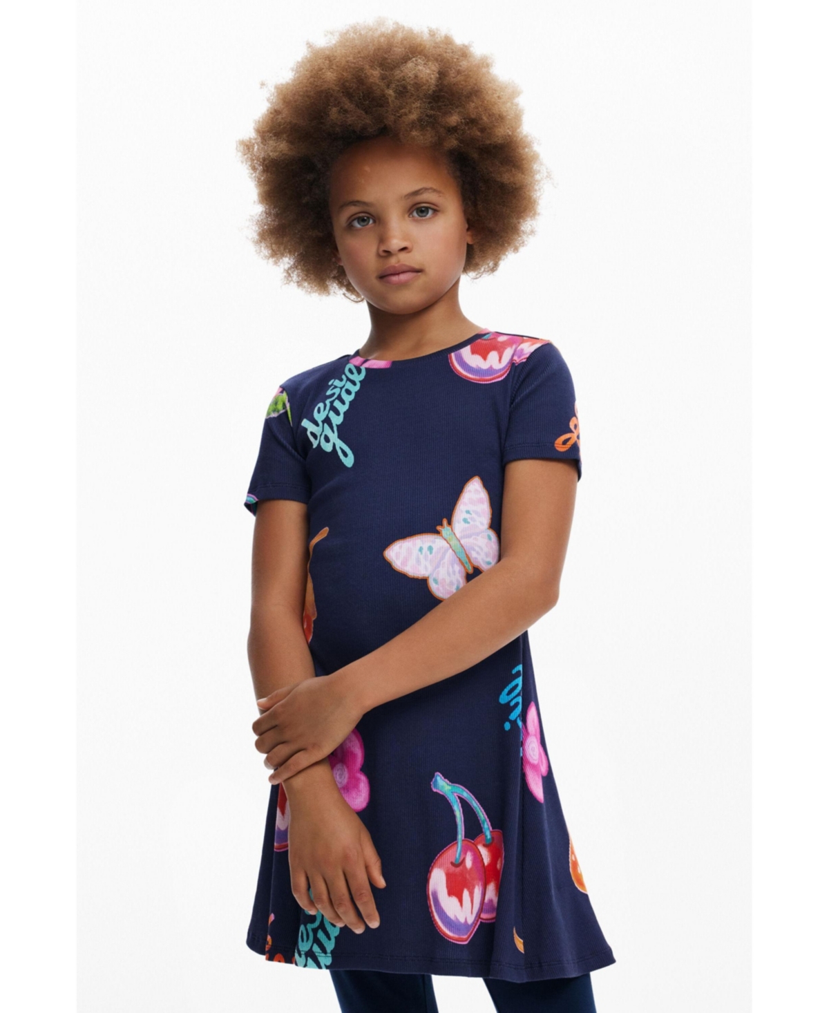 Desigual Girls Girls's Fruit Skater Dress In Blue