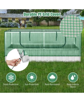 69'' x 36'' x 28'' Galvanized Raised Garden Bed w/ Cover Roll-up Window Greenhouse
