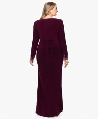 Plus Size Long Sleeve Beaded Dress