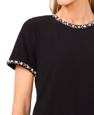 Women's Embellished Short Sleeve Top