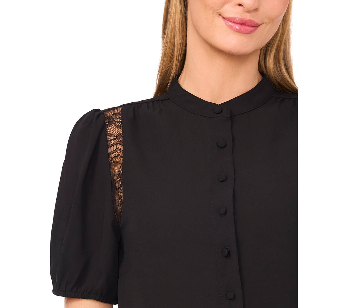 Cece Lace Inset Top In Black